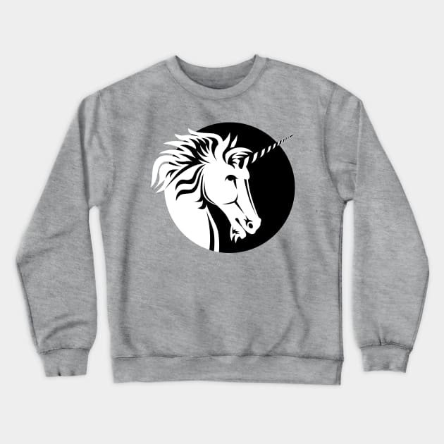 Unicorn Head - Black & White Crewneck Sweatshirt by sleepingdogprod